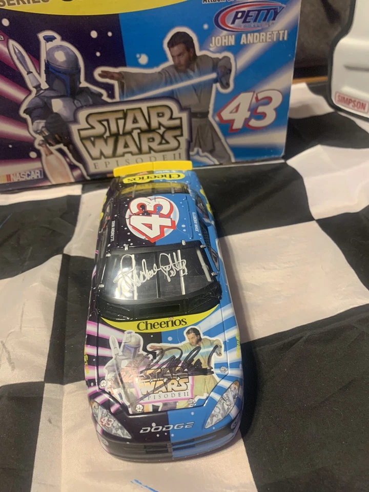 2002 John Andretti & R Petty  Dual Autographed  #43 Star Wars Episode II  1/24 - Image 1 of 4