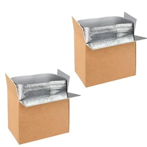 2 Pack Insulated Shipping Boxes with Aluminum Foil Liner Reusable 19''x12''x16'' - Picture 1 of 8