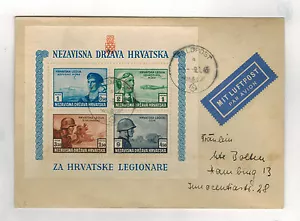 1945 Croatia Cover Waffen SS Volunteer Souvenir Sheet Feldpost to Germany - Picture 1 of 1