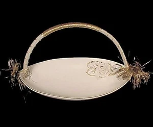 Cesta Lefton China Tazón Ovalado Plato de Caramelo Rosas Aplicadas Dorado Blanco - Imagen 1 de 5