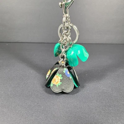 Coach Key Charm Floral Resina Recubierta Lona Rosa de Té F58517 Hoja Verde Foto 1 de 4