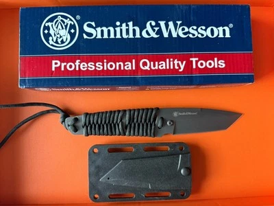 Smith & Wesson Black Tanto Cord Wrapped Fixed Blade Knife w/ Sheath SW910TA - Image 1 of 4