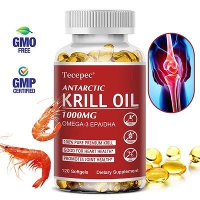 Antarctic Krill Oil 1000mg with Omega-3s EPA, DHA and Astaxanthin Healthy Lipid - Image 1 of 4
