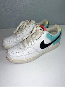 Nike Womens Court Vision Lo White Aqua Black Green Size 7.5 Shoes CZ9352-100 - Picture 1 of 9