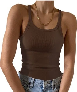 Camiseta sin mangas para mujer Art Fish – Marrón – Extra pequeña XS – Camiseta sin mangas informal - Imagen 1 de 5