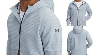 Under Armour men's $120 Unstopable Full Zip Fleece Grid Hoodie Gray size L - Picture 1 of 3