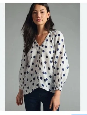 Top de lunares Maeve 100 % lino talla pequeña - grande Anthropologie Foto 1 de 4