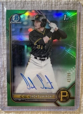 2022 Bowman Jack Suwinski Chrome Prospect Auto Green Refractor RC #/99 - Image 1 of 2