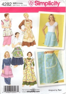 Retro APRONS Smock Chicken Scratch Simplicity 4282 S-L UNCUT Sewing Pattern '06 - Image 1 of 4