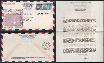 USA 1938 First Flight Cover Baltimore - Bermuda. Contents - Image 1 of 4