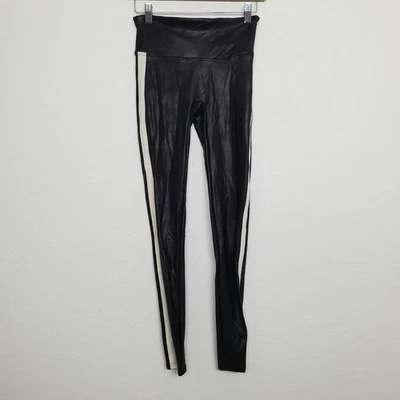 Leggings Spanx para mujer de imitación de cuero a rayas en muy negro/blanco talla S 20187R Foto 1 de 4