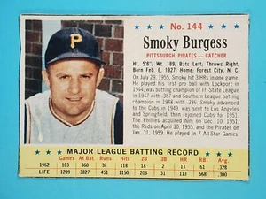 1963 Post Smoky Burgess Pittsburgh Pirates #144 Hand Cut stain ⚾ - Picture 1 of 10