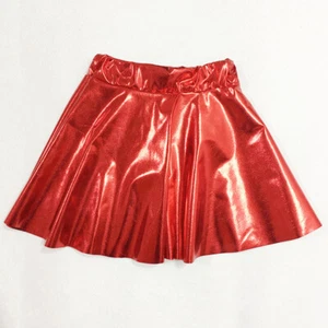 Women Girls Pleated Mini Skirt Shiny Elastic Waist Skater Skirt Mini Dancewear - Picture 1 of 21