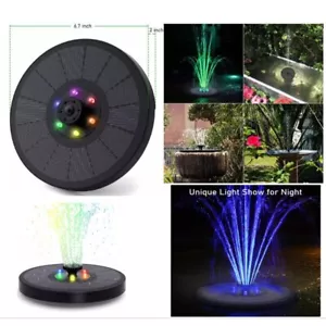 LED Lights Bird Bath Solar Outdoor Fountain Floating Water Pump Garden Pond Pool - Picture 1 of 10