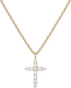 14K Gold Vergoldet kreuz kette damen,kette gold damen,kette mit kreuz - Bild 1 von 6