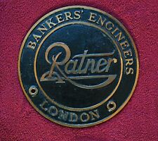 Antique Ratner Bankers Engineers London. Safe Plaque / Plate