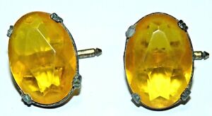 Vintage Mens Cufflinks Estate Used Yellow Faceted b5 Mid Century Modern MCM