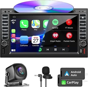 Double Din Car Stereo Radio With CD/DVD Player, Voice Control Carplay & Andro... - Picture 1 of 5