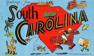 # B2662    SOUTH CAROLINA   LARGE  LETTER LINEN   POSTCARD,   - Picture 1 of 2