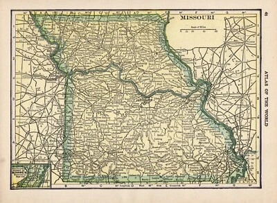 1909 Antique Missouri Map of Missouri State Map Gallery Wall Decor  smap 2337 - Image 1 of 3