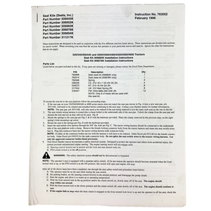 Hustler 306845K 852K 860K Seat Kits Assembly Instructions Manual Vintage 1996 - Picture 1 of 1