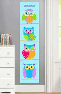 Entzückende Hoot Eulen Kinder/Baby personalisierte Leinwand Wachstumstabelle für Mädchen - Bild 1 von 2