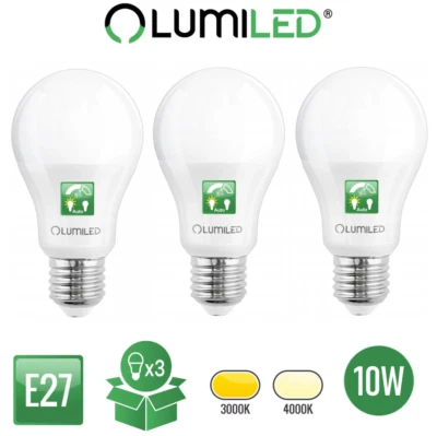 LUMILED 3x E27 A60 LED Lampen Sensor Bewegung und Dämmerung 10W Warm/Neutral 3er - Bild 1 von 4