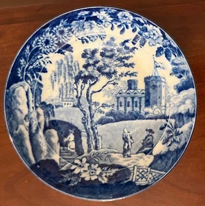 Antique 19th c Staffordshire Blue & White Transfer Saucer Dish Transferware 1820 - Picture 1 of 9