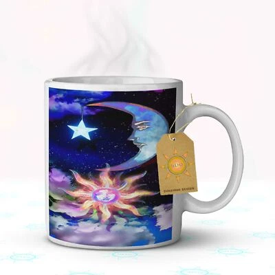 SUNSHINE CASES Moon Sun Stars Clouds Coffee Mug 11 oz. White Ceramic