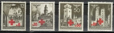 Poland OCCUPATION STAMPS Post Osten 1940 WW2 Mi 52-55 Sc NB1-NB4 Architecture ** - Image 1 of 2