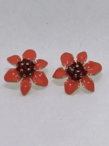 Kate Spade New York Lovely Lilies Studs Earrings Coral Red Pierced - Picture 1 of 8