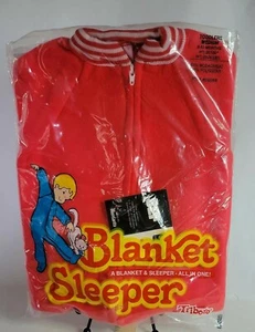 Vintage Baby Toddler Blanket Sleeper Footie Pajamas Med 6-12 Month 20-24 lbs Red - Picture 1 of 10
