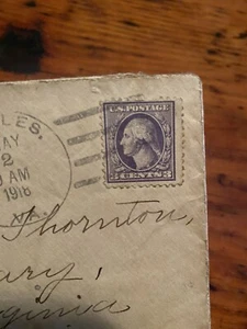 1918 Cover 3C Washington Stamp Violet Color Achilles Va Postmark to Ordinary Va - Picture 1 of 2