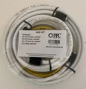 HSD Kit (1)12ft & (1)6ft Coax Jumpers (1)7ft Cat 5e Jumper (1)2 wayspliter - Picture 1 of 2