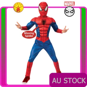 Deluxe Kids Spiderman Costume Marvel Boys Child Book Week Superhero Jumpsuit - Picture 1 of 5