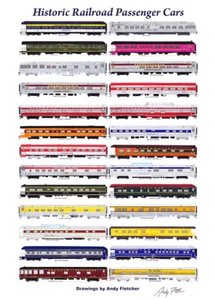 Póster histórico de vagones de pasajeros de ferrocarril AAPRCO 11""x17"" firmado por Andy Fletcher - Imagen 1 de 1