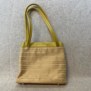 Rochas Paris Handytasche mit zwei Henkeln Stoff & Leder 10" hellbraun/grün - Bild 1 von 14