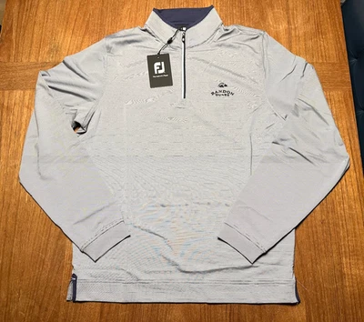 FOOTJOY Bandon Dunes Golf Men's S Navy & White Striped LT W 1/2 Zip Pullover NWT - Image 1 of 4
