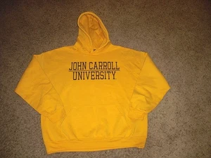 Felpa con cappuccio uomo JOHN CARROLL UNIVERSITY gialla MV Sport misto cotone XL - Foto 1 di 4