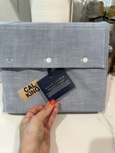 Ralph Lauren Oxford Azul Sólido 100% Algodón Orgánico Cal. Sábana bajera KING. ¡Nuevo! - Imagen 1 de 4