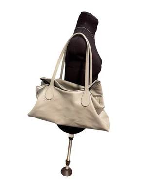 Женская большая кожаная сумка-тоут CUIR ROSE желтовато-коричневая 100% натуральная кожа сделано в Италии - Изображение 1 из 4