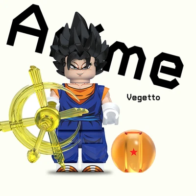 Custom DragonBall Z Vegetto Minifigure with Base, New/Mint 2 inch - Image 1 of 2
