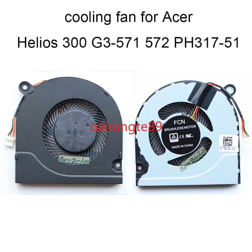 For Acer Predator Helios 300 G3-571 G3-572 PH317-51 CPU Cooling Fans DC28000JRF0 - Image 1 of 4