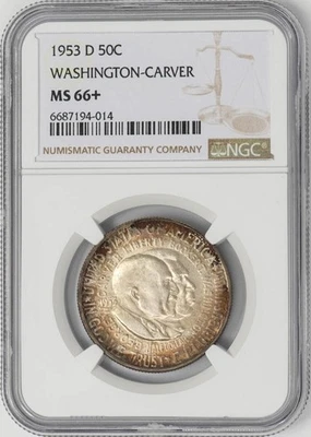 1953-D Washington Carver Half 50c MS66+ NGC 948769-11 - Image 1 of 4