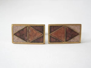 Vintage Manschettenknöpfe Mattemaille Matt Email Goldfarben 12,9 g/2,4 x 1,4 cm - Bild 1 von 4