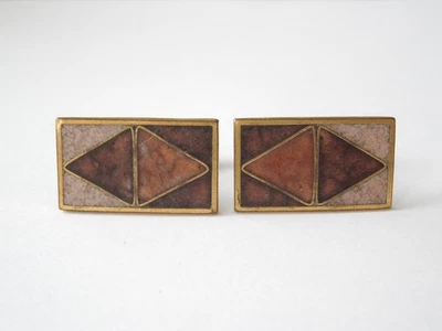 Vintage Manschettenknöpfe Mattemaille Matt Email Goldfarben 12,9 g/2,4 x 1,4 cm - Bild 1 von 4