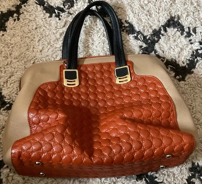 Bolso de Mano ZOOLER Cuero Tri Color Block Cartera Empajada Marrón Beige Negro Cruz Foto 1 de 4