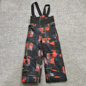 Obermeyer Snow Pants Youth 5 Black Red Abstract Waterproof Ski Bib I-Grow Winter - Picture 1 of 11