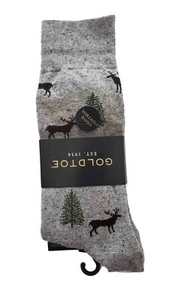 Gold Toe Odor Control Socks Gray Men's Deer Evergreen Tree Gray Size 6 - 12 1/2 - Picture 1 of 2