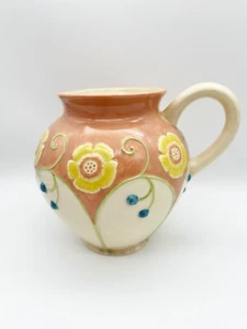Mary Engelbreit 2005 Arts & Crafts Style Ceramic Pitcher Flowers READ! Crazing - Picture 1 of 9